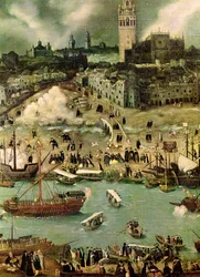Le port de Séville, vers 1590 (détail)